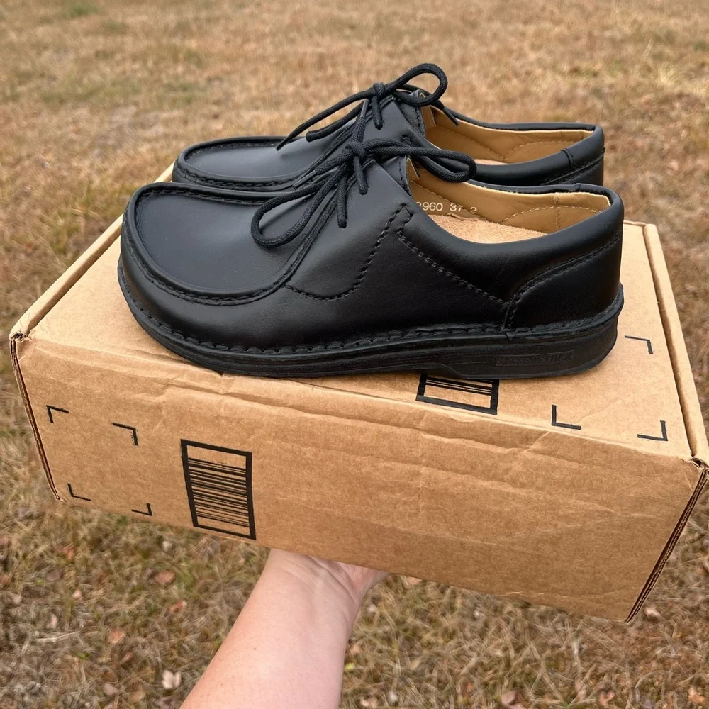 NWOT Birkenstock Black Pasadena Swartz Leather Shoes EU Size 37/US Size 4.5